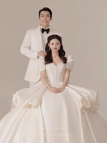 Белое модное свадебное платье для влюбленных, V-образный вырез, в корейском стиле, юбка-пачка