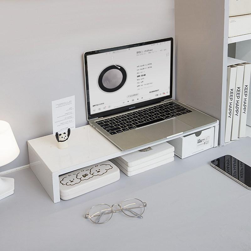 With drawer computer heightening rack student desktop containing box desk notebook display shelf Dormitory God-Taobao