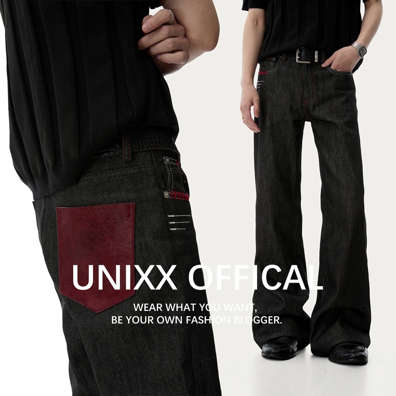[Unixx Year of the Horse Limited Edition]'Red Horse' Hand-Stitched 13.5oz Red Horsehair Raw Denim 646 Micro-Flare Stacked Effect Color-Fastening