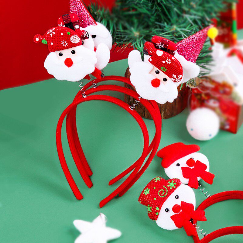 Christmas Hair Accessories Hair Trim Hair Hoop Children Small Gift Kindergarten Hair Hoop Old Man Deer Angle Christmas Hat Luminous Prize
