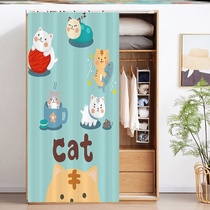 Brown bear cabinet Kitchen cloth curtain velcro mirror brake blocking curtain shading decoration dust-proof cute childrens room