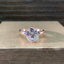 The United States imported mo sang shi ring 18K platinum rose gold elliptic cylinder shape Mozambique diamond ring pigeon eggs 3 Karat