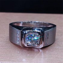 18k platinum D color mo sang shi Ring 1 karat personality simple mens ring four claw brushed matte men Diamond Ring
