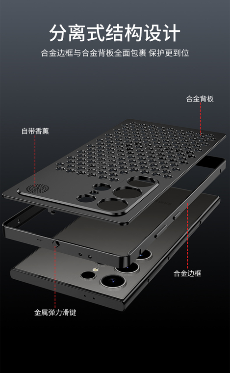 Aluminum Metal Hexagon Geometric Patter S25 Ultra, S24, S24 Plus, S24 Ultra, S23 Ultra Samsung Phone Case