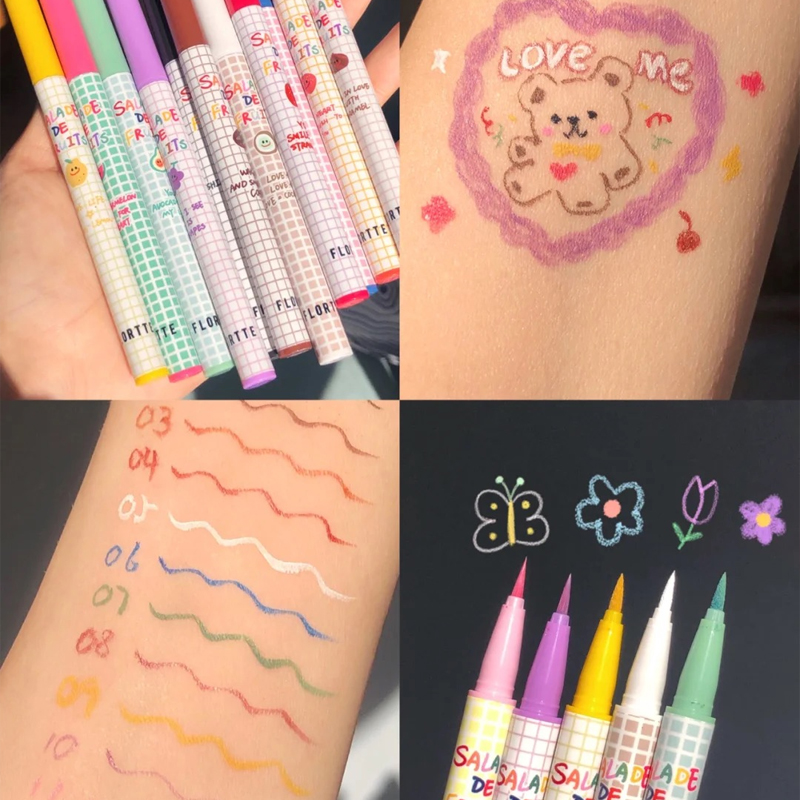 Flortte Flortte Floria Extremely Coloured EyelinesWhite Brown Waterproof without Disclosing Floria