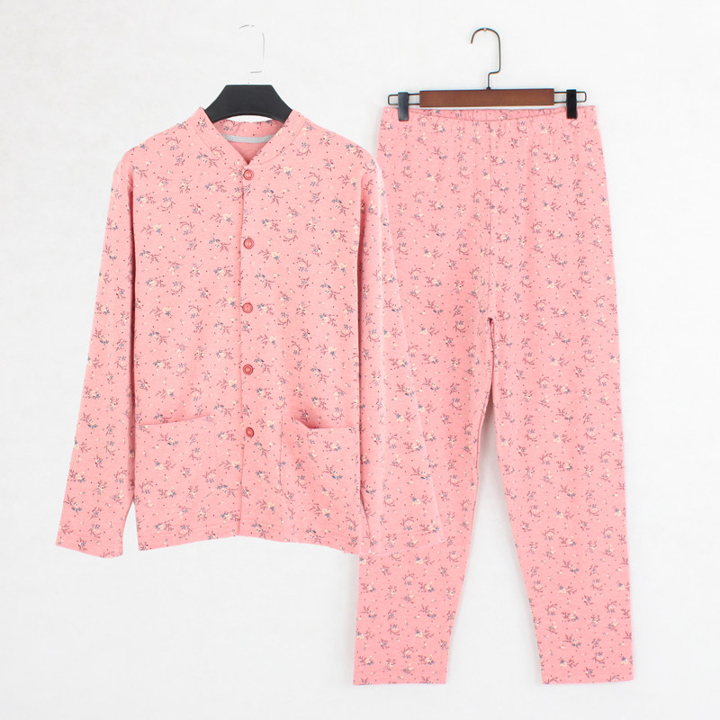 Middle Aged Pure Cotton Autumn Clothes Sanitary Pants Woman Suit Old Man Thin-Style Sweatshirt Fever Suit Mom Autumn Winter Cotton Sweatshirt