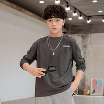 Fat childrens clothes boys T-shirt 2021 New Korean tide big children round neck coat spring style solid color base shirt