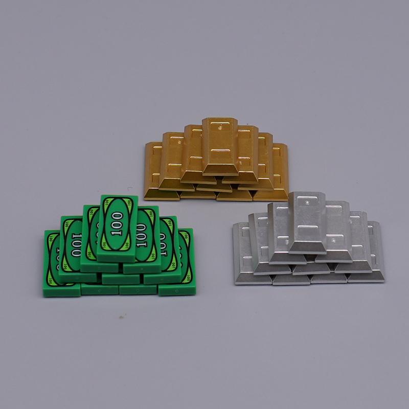 Compatible with Lego Bricks 3069Bpx7 Parts Money 100 Dollar Bill Us Dollar Minifigure Gold Brick Silver Brick Props Compatible with Lego Bricks 3069Bpx7 Parts Money 100 Dollar Bill Us Dollar Minifigure Gold Brick Silver Brick Props