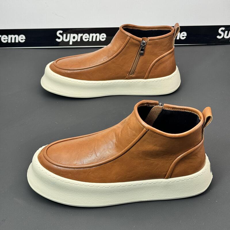 Men's Shoes 2026 New Spring Fashion Warm Cotton Shoes Genuine Leather High-Top Casual Sneakers Non-Slip Height-Increasing Soft-Soled Short Boots Men's Shoes 2026 New Spring Fashion Warm Cotton Shoes Genuine Leather High-Top Casual Sneakers Non-Slip Height-Increasing Soft-Soled Short Boots