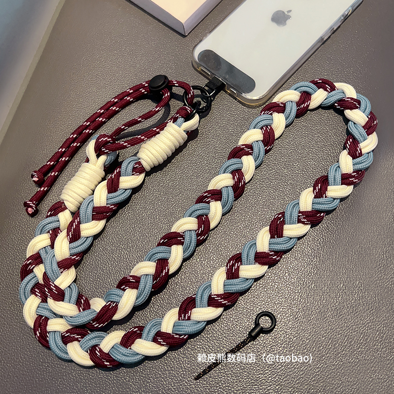 New Thickened Phone Lanyard, Crossbody Wearable, Color-Blocking, Personalized Long Shoulder Strap Chain, Fashionable Outdoor Camera Case, Durable