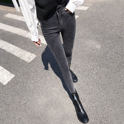 2020秋装新款黑色高腰牛仔裤