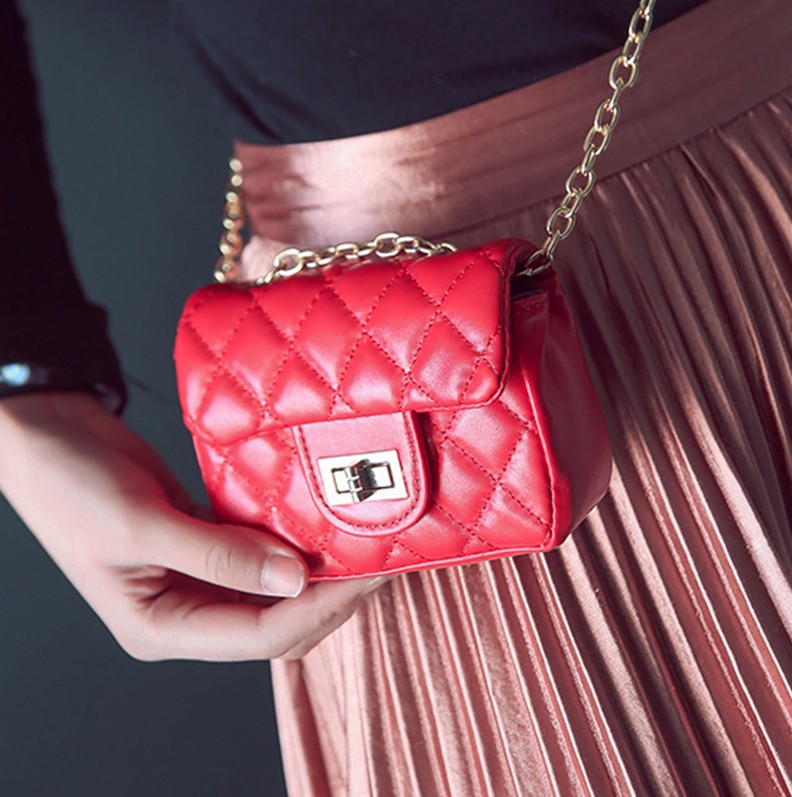 2017春夏时尚新款迷你零钱包菱格链条小包包单肩斜跨包时尚硬币包