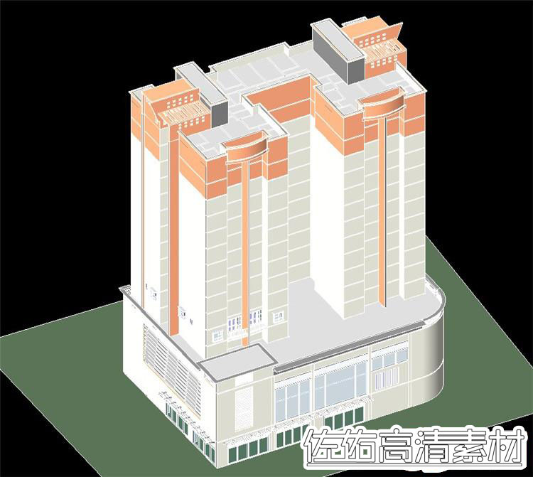 T400别墅酒店办公楼建筑项目BIM模型 Revit结构水电暖MEP族库...-2