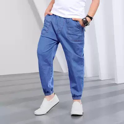 Children's jeans men's summer nine-point pants ultra-thin 2020 summer anti-mosquito pants boys pants medium and large children's pants