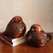 Coin piggy bank adult retro wooden cute bird solid wood Animal Piggy Bank ornaments birthday creative gift