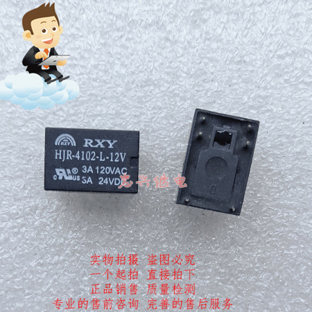 RXY relay HJR-4102-L-12V 12VDC 6 pins, one open and one closed, 3A 120VAC