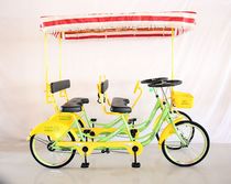 Auweite four-wheeled bicycle row double car sightseeing car four-person car upgraded version plastic basket customer special shot