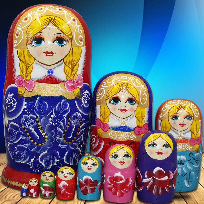 Russian doll 10 layers of paint air-dried basswood children's puzzle gift 10 layers of gifts hand-painted A21