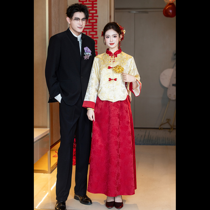 New Chinese-Style Mamian Skirt for Toasting, Maternity Bride's Xiuhe Cheongsam, Engagement Dress, Plus-Size Dress for Curvy Women, Tummy-Covering, Everyday Wear New Chinese-Style Mamian Skirt for Toasting, Maternity Bride's Xiuhe Cheongsam, Engagement Dress, Plus-Size Dress for Curvy Women, Tummy-Covering, Everyday Wear