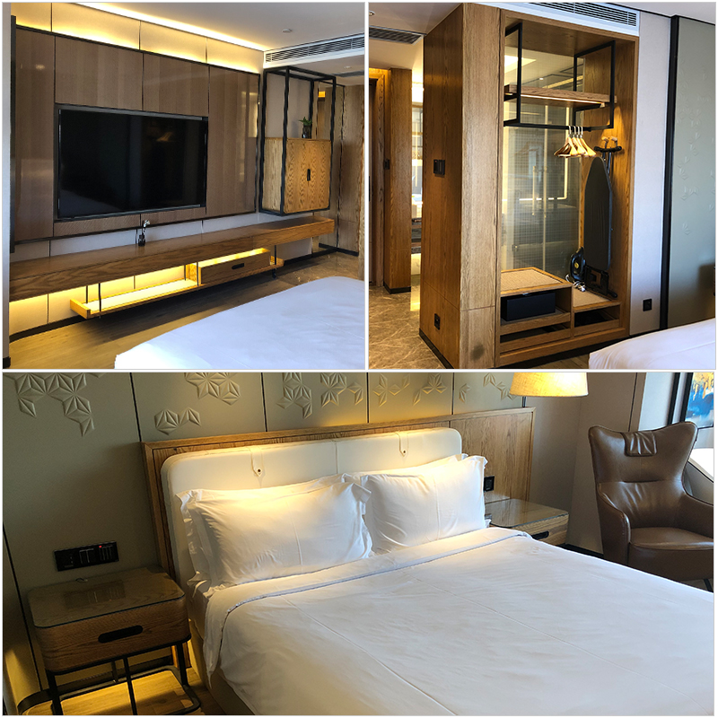 Customized high-end paint hotel double bed into a full set of furniture B&B guest room single apartment standard room soft bed