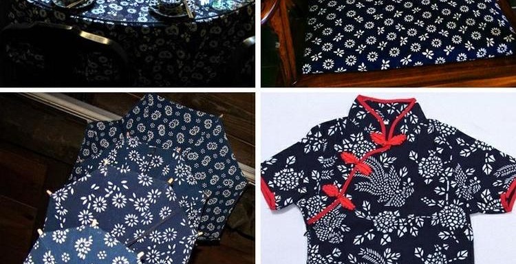 Vải cotton màu xanh in vải thủ công khăn trải bàn rèm sườn xám Tang phù hợp với quần áo vải tự làm vải đầu vải Cuihua - Vải vải tự làm vải họa tiết