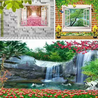 Live background cloth stereo anchor wall paper cloth 3D personality landscape fast hand anchor background cloth outdoor scenery