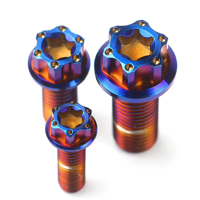 Titanium alloy screw burnt titanium gold m6 m8 m10 brake on the pump large pair four crab caliper fastening inner plum