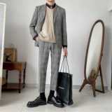 Ретро пиджак классического кроя, шерстяной комплект для отдыха, в корейском стиле