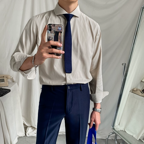 Осенняя рубашка, цветной универсальный пиджак классического кроя для отдыха в английском стиле, высокий воротник