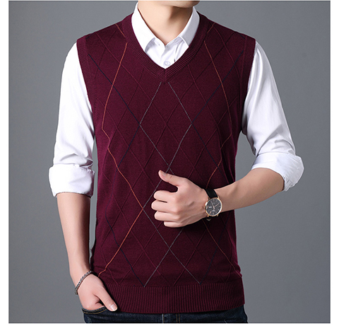 Playboy áo len ấm áp nam cổ chữ V mùa thu và mùa đông cotton vest không tay áo len lỏng áo len vest áo ba lô nam