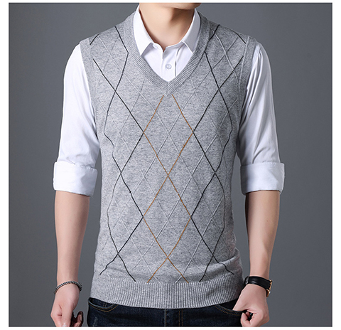 Playboy áo len ấm áp nam cổ chữ V mùa thu và mùa đông cotton vest không tay áo len lỏng áo len vest áo ba lô nam