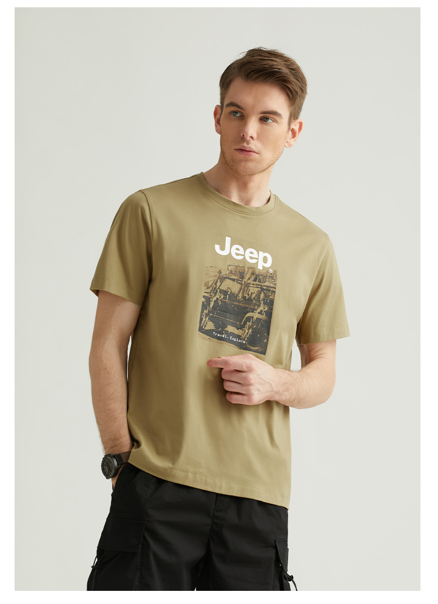 吉普Jeep 2022夏季新款 男纯棉休闲印花T恤 图6