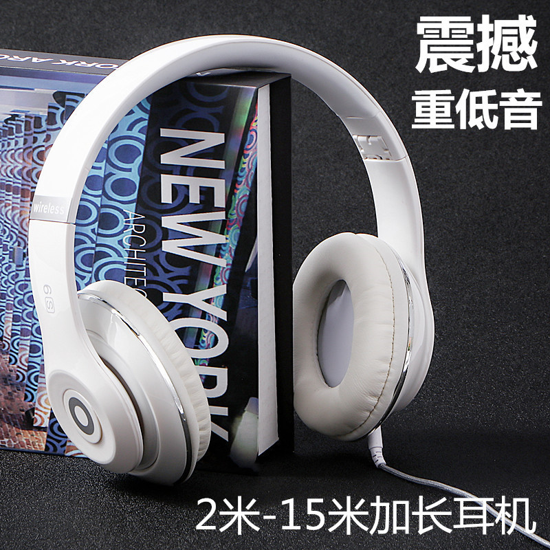 Computer Headset with Long Cable for Desktop Use 2.3m 5m Mobile Phone Tv Headset with Microphone and Sound Adjustment Large Headphones