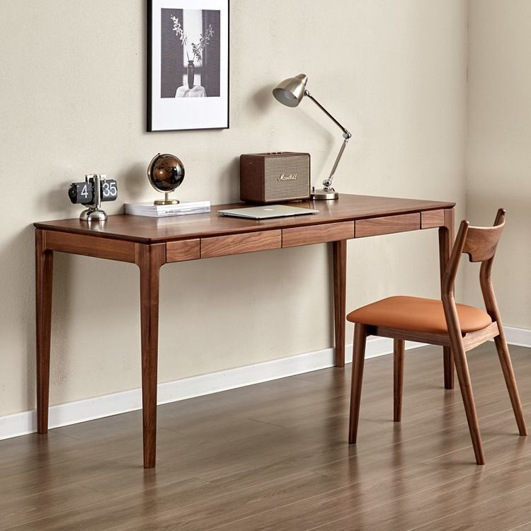 Solid Wood Desk Black Walnut Office Desk with Drawers Home Study Desk Bedroom Walnut Computer Desk Table Office Desk