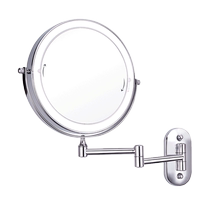 Bathroom mirror makeup mirror wall hanging no punching hotel bathroom folding telescopic simple led beauty mirror with light