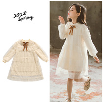 Girls dress spring and autumn 2022 new princess skirt childrens fashionable autumn dress little girl long-sleeved skirt
