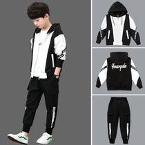 Boys sports suit 8 ten 11 big children spring and autumn handsome 13 primary school boys children two-piece set 12-15 years old