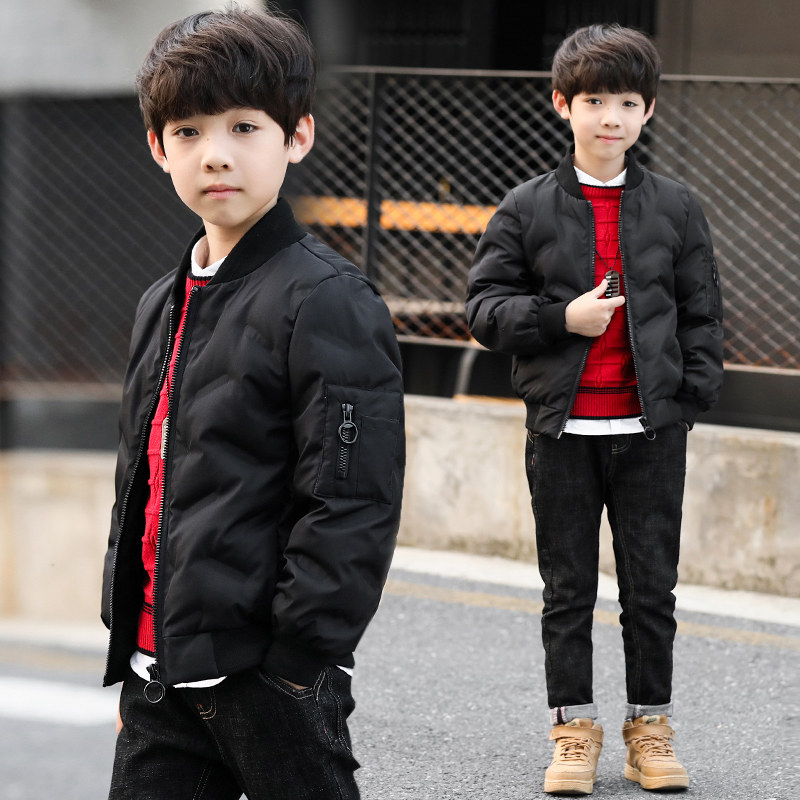 Boy winter clothing cotton coat jacket 2021 new 10 thickened down cotton clothing 12 CUHK Scout 15 year old Korean version of the sea