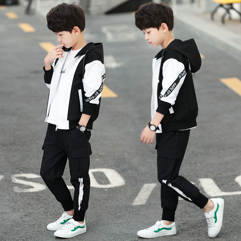 Boys spring and autumn suit 10 ten 11 Middle school children Korean version of the foreign school 13 primary school boys sports clothes 12-15 years old