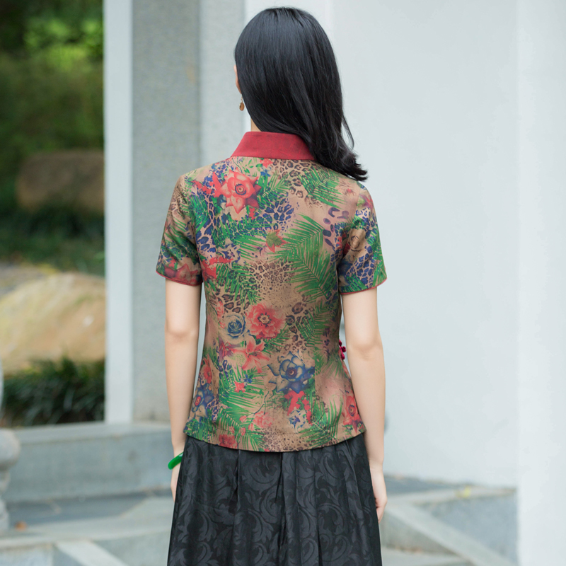 Trung Quốc cổ điển lụa thơm đám mây sợi Tang ăn mặc phiên bản cải tiến của kiểu Trung Quốc áo khoác ngắn tay Republic of China mùa hè gió quần áo trà váy Han quần áo