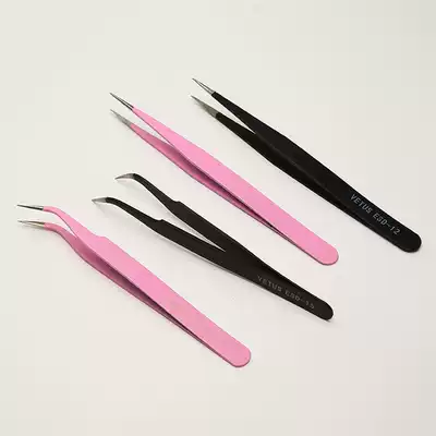 Stainless steel tweezers Elbow straight head pressed flower mobile phone protective case tool Anti-static tweezers Clip flower manual tweezers
