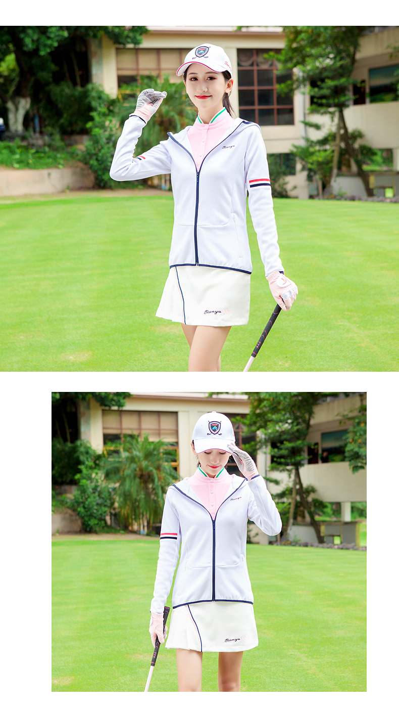 Mùa xuân mới Quần áo Golf Phụ nữ áo dài tay bóng áo trùm đầu Zip Áo thể thao quả bóng tập golf