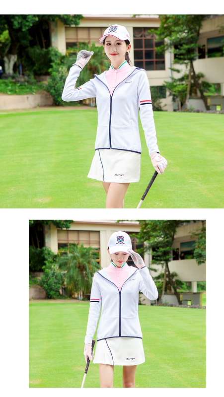 Mùa xuân mới Quần áo Golf Phụ nữ áo dài tay bóng áo trùm đầu Zip Áo thể thao