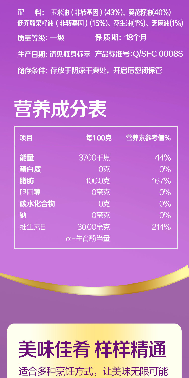 安享好物 安享A级调和油-多力5珍宝调和油 企标