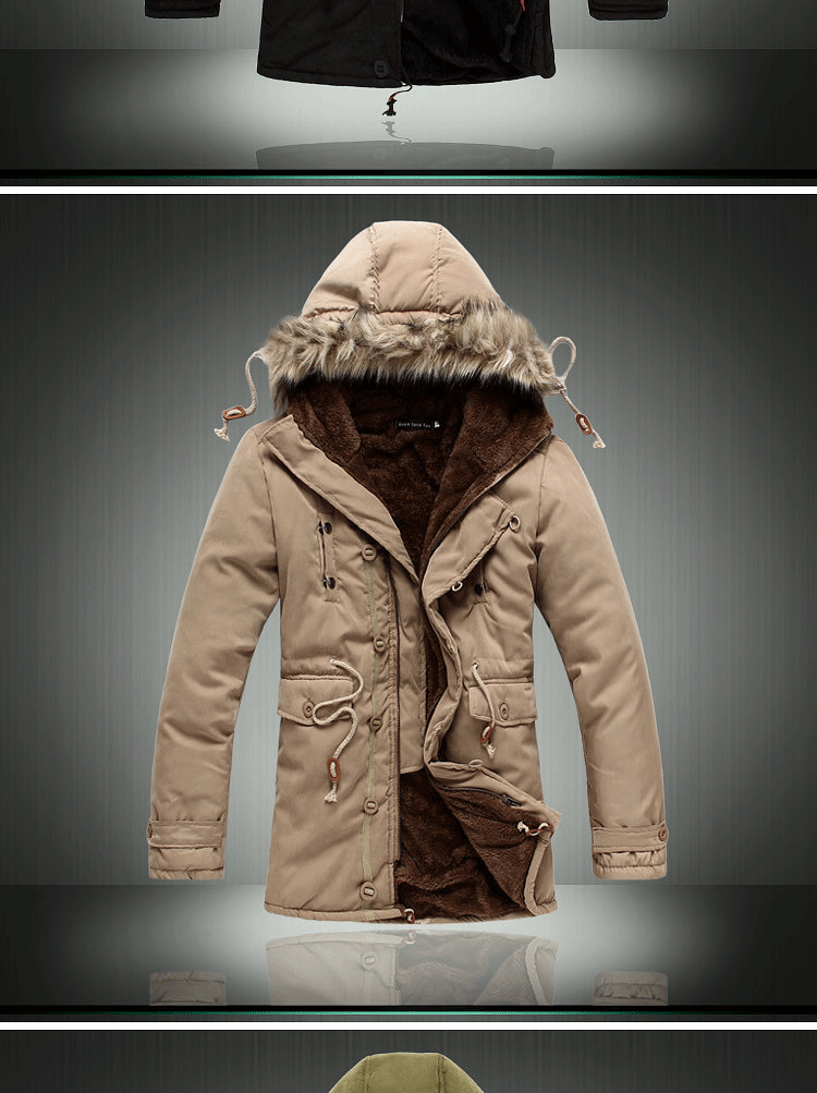 Mũ len lớn mũ len nam trung niên dày cotton cộng với nhung dài đoạn cha mùa đông áo khoác cotton cha áo khoác nam kaki