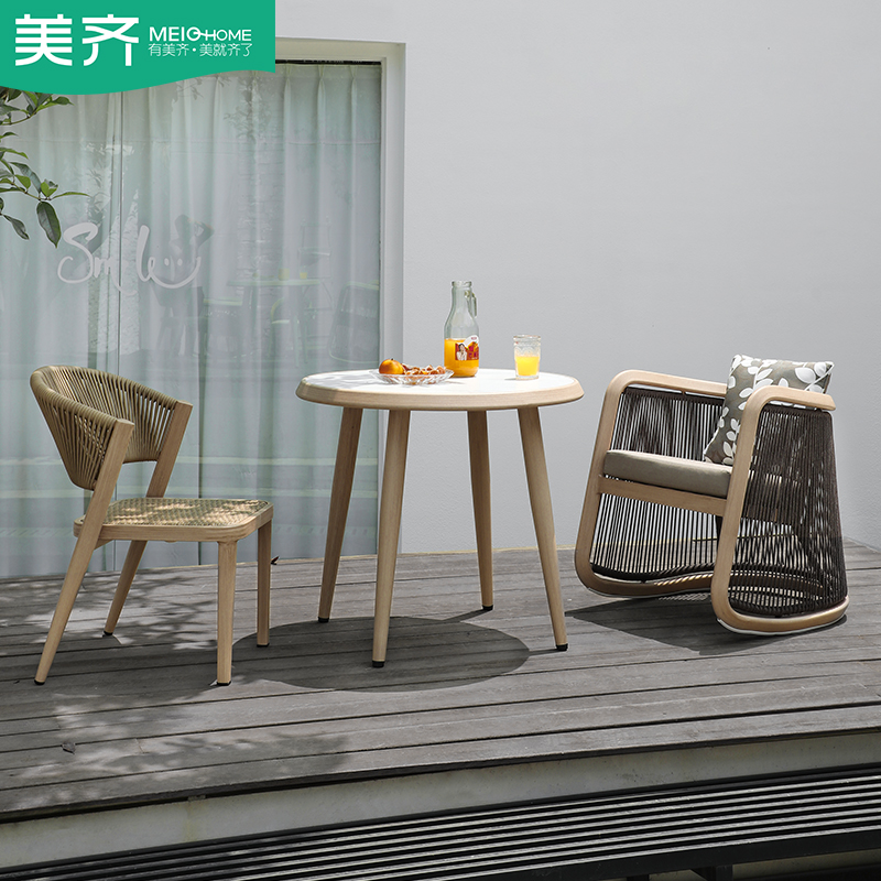 Balcony table and chairs small tea table rattan chair Three sets Composition Leisure rocking chair Garden patio outdoor rattan table outdoor table