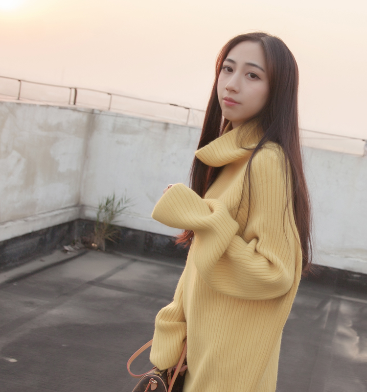 Mùa thu và mùa đông mới của phụ nữ áo len đáy đầu lỏng lẻo phiên bản Hàn Quốc của phần dài áo len cao cổ tay áo những kiểu áo len dáng dài đẹp