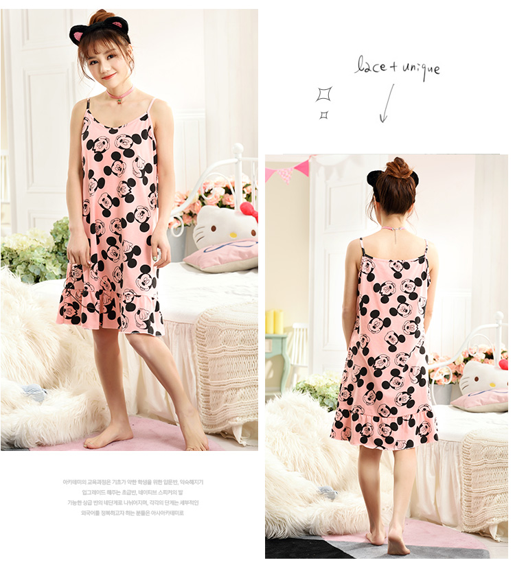 Hàn quốc phiên bản của dây đeo nightdress nữ mùa hè cotton phần mỏng V-Cổ sexy đồ ngủ dễ thương ngọt ngào cô gái dây đeo ăn mặc