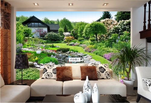 Sansui, обои, зеленая вилла, 3D