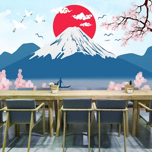 Обои японских росписи Fuji ландшафтные чернила украшение 3D и ресторан ресторана Wind Restaurant Японские ландшафтные обои